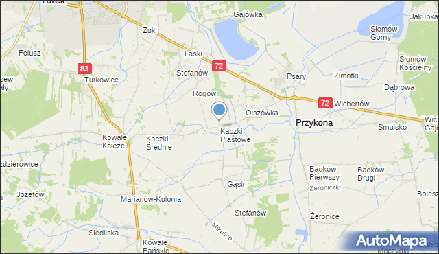 mapa Kaczki Plastowe, Kaczki Plastowe na mapie Targeo